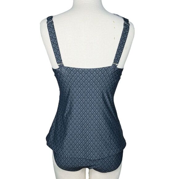 Title Nine Tankini Swimsuit sz 34C top & M bottom * Bodacious Swim Gray Floral - Picture 5 of 11